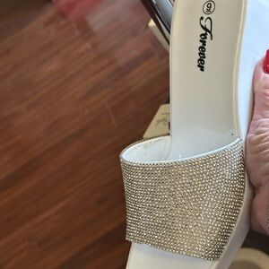 Forever 21 White Sandals with Silver Accents